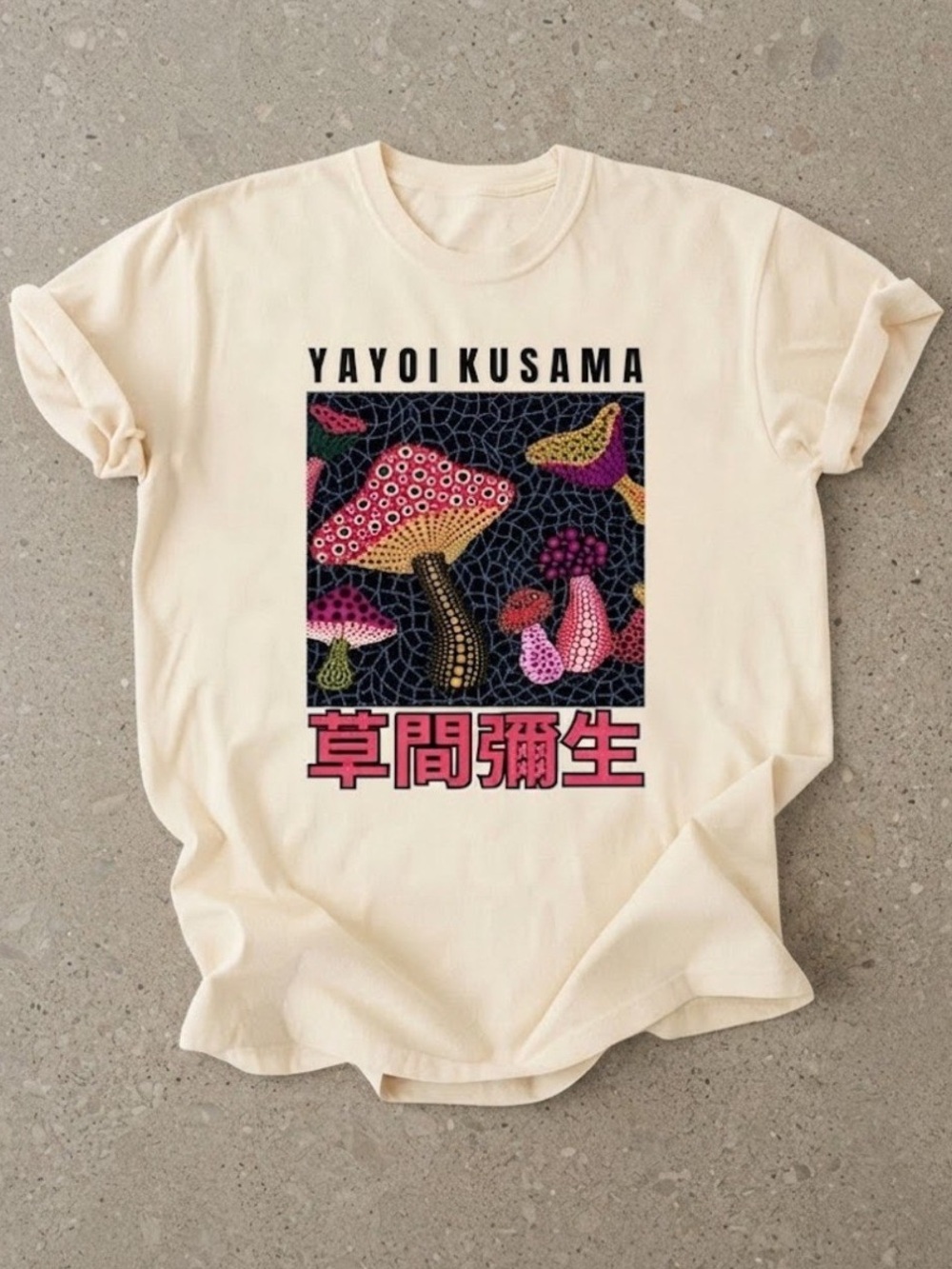 Yayoi Kusama Polka Dot Mushroom Graphic Gildan T-Shirt